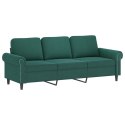 3-osobowa sofa z podnóżkiem, ciemnozielony, 180 cm, aksamit