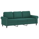 VidaXL 3-osobowa sofa z poduszkami, ciemnozielona, 180 cm, aksamit