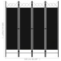 VidaXL Parawan 4-panelowy, czarny, 160 x 180 cm