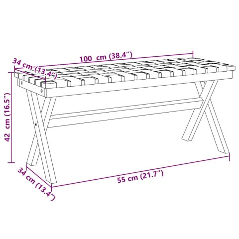 Ławka ogrodowa, czarna, drewno akacjowe i tkanina