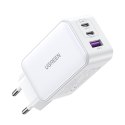 Szybka ładowarka sieciowa GaN 65W USB-A / 2x USB-C biała