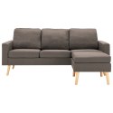 3-osobowa sofa z podnóżkiem, kolor taupe, tapicerowana tkaniną