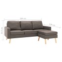 3-osobowa sofa z podnóżkiem, kolor taupe, tapicerowana tkaniną