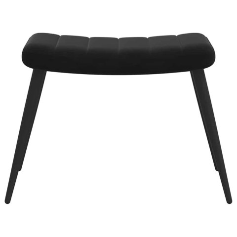 Fotel z podnóżkiem, czarny, obity aksamitem