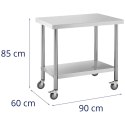 Stół blat roboczy na kółkach 2 poziomy 60 x 90 cm STAL do 145 kg