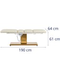 Fotel kosmetyczny do masażu tatuażu SPA 150 kg VITERBO - kremowo złoty