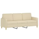 3-osobowa sofa z poduszkami, kremowa, 180 cm, tkanina