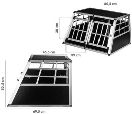 Skrzynia transportowa aluminiowa dla psów dwudrzwiowa tylna