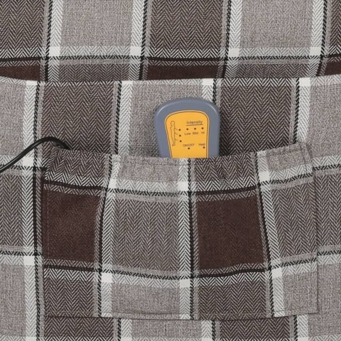 Rozkładany fotel masujący, brązowy, obity tkaniną