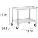 Wózek kelnerski cateringowy do serwowania 2 półki 80 x 57 cm do 100 kg