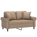 2-osobowa sofa z poduszkami, cappuccino, 120 cm, sztuczna skóra