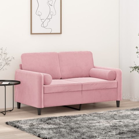 2-osobowa sofa z poduszkami, różowa, 120 cm, aksamit