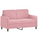 2-osobowa sofa z poduszkami, różowa, 120 cm, aksamit