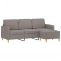 3-osobowa sofa z podnóżkiem, taupe, 180 cm, tkaniną