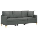 3-osobowa sofa z poduszkami, ciemnoszara, 180 cm, tkanina