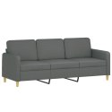 3-osobowa sofa z poduszkami, ciemnoszara, 180 cm, tkanina