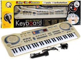 Beżowy Keyboard dla dzieci 5+ Mikrofon + Nagrywanie + USB MP3 811