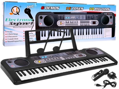 Keyboard dla dzieci 5+ Stojak na nuty Mikrofon + Nagrywanie Radio USB MP3