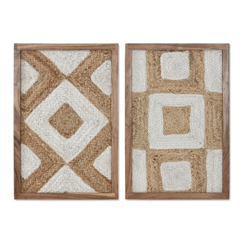 Obraz Home ESPRIT Biały Naturalny Geometryczny Boho 40 x 3 x 60 cm (2 Sztuk)