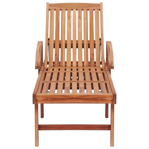 Leżaki z beżowymi poduszkami, 2 szt., lite drewno tekowe