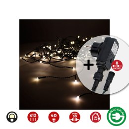 Zasłona z Lampek LED EDM 71483 Icicle Easy-Connect 100 W 0,72 W Ciepłe Światło Ciepła Biel 200 x 50 cm Biały