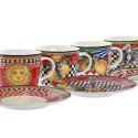 Zestaw filiżanek i talerzyków Home ESPRIT Żółty Czerwony Porcelana 220 ml 15,6 x 15,6 x 1,7 cm (4 Sztuk)