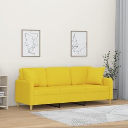 3-osobowa sofa wypoczynkowa z poduszkami, jasnożółta, 180 cm