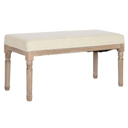 Taboret Home ESPRIT Biały Naturalny Poliester Drewno kauczukowe 100 x 38 x 43 cm