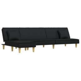 Sofa rozkładana w kształcie L, czarna, 255x140x70 cm, tkanina