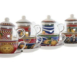 Dzbanek na herbatę Home ESPRIT Żółty Czerwony Szkło Porcelana 1 L (4 Sztuk)