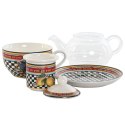 Dzbanek na herbatę Home ESPRIT Żółty Czerwony Szkło Porcelana 1 L (4 Sztuk)