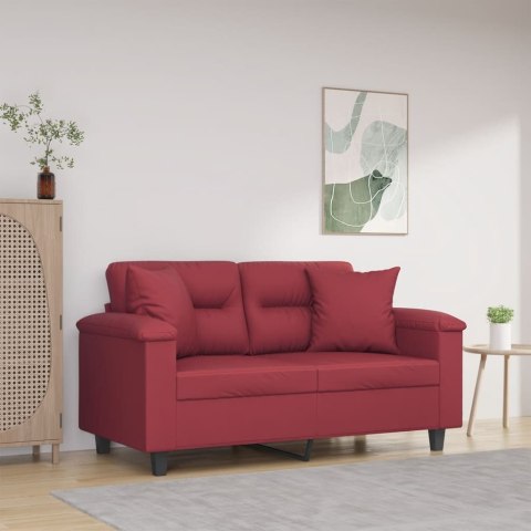 2-os. sofa z poduszkami, winna czerwień, 120 cm, sztuczna skóra