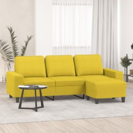 3-osobowa sofa z podnóżkiem, jasnożółty, 180 cm, tkaniną