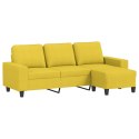 3-osobowa sofa z podnóżkiem, jasnożółty, 180 cm, tkaniną