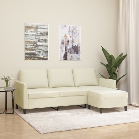 3-osobowa sofa z podnóżkiem, kremowa, 180 cm, sztuczna skóra