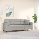 3-osobowa sofa z poduszkami, jasnoszara, 180 cm, mikrofibra