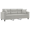 3-osobowa sofa z poduszkami, jasnoszara, 180 cm, mikrofibra