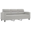 3-osobowa sofa z poduszkami, jasnoszara, 180 cm, mikrofibra