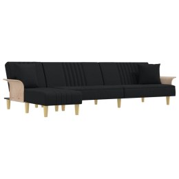 Sofa rozkładana L, czarna, 279x140x70 cm, tkanina