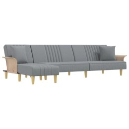 Sofa rozkładana L, jasnoszara, 279x140x70 cm, tkanina