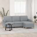 3-osobowa sofa z podnóżkiem, jasnoszara, 180 cm, tkaniną