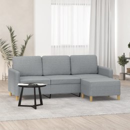 3-osobowa sofa z podnóżkiem, jasnoszara, 180 cm, tkaniną