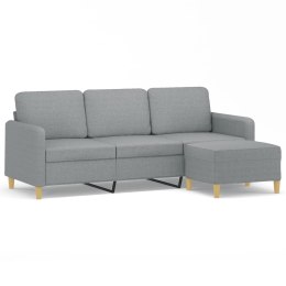 3-osobowa sofa z podnóżkiem, jasnoszara, 180 cm, tkaniną