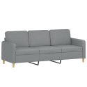 3-osobowa sofa z podnóżkiem, jasnoszara, 180 cm, tkaniną