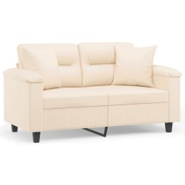 2-osobowa sofa z poduszkami, beżowa, 120 cm, mikrofibra