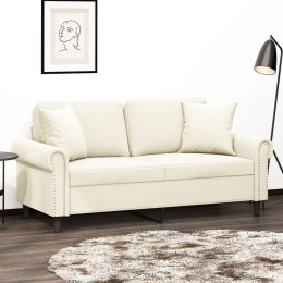 2-osobowa sofa z poduszkami, kremowa, 140 cm, aksamit