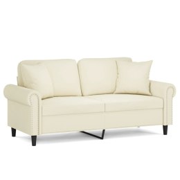 2-osobowa sofa z poduszkami, kremowa, 140 cm, aksamit