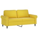 2-osobowa sofa z poduszkami, żółta, 140 cm, aksamit