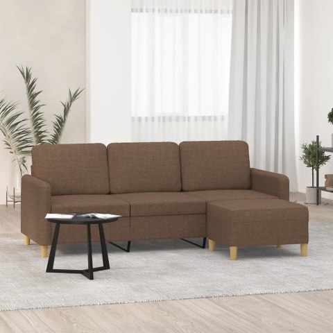 3-osobowa sofa z podnóżkiem, brązowy, 180 cm, tkaniną