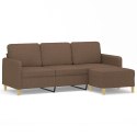 3-osobowa sofa z podnóżkiem, brązowy, 180 cm, tkaniną